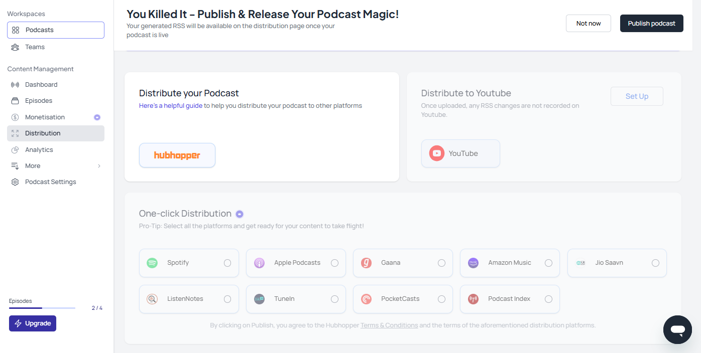  The podcast hosting platform will generate the RSS feed.