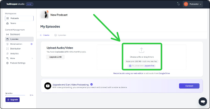 Upload your episode files