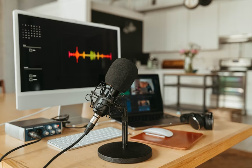 Simple podcast studio layout.